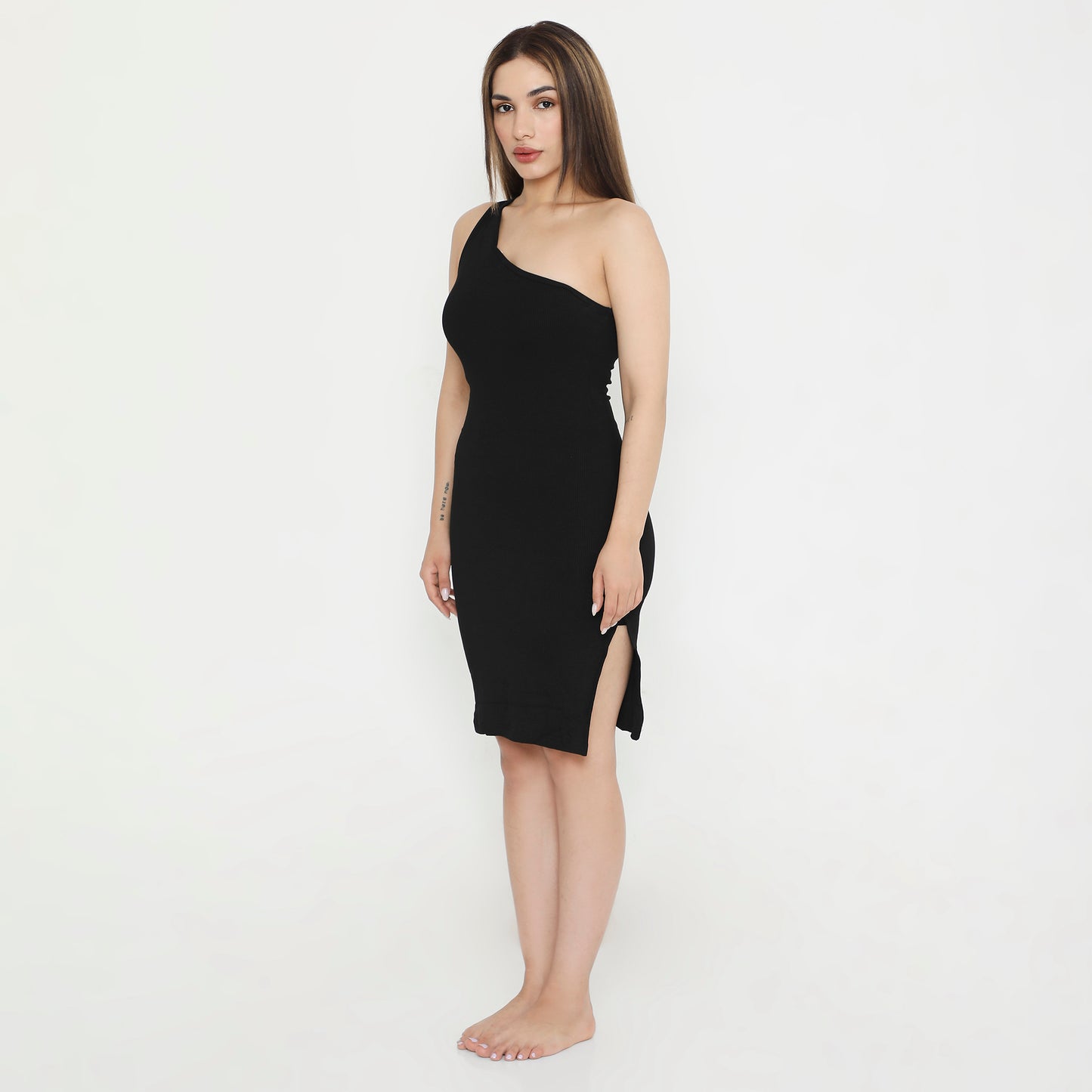 Built In Bra and Shapewear One Shoulder Short Black BodyGlove Dress