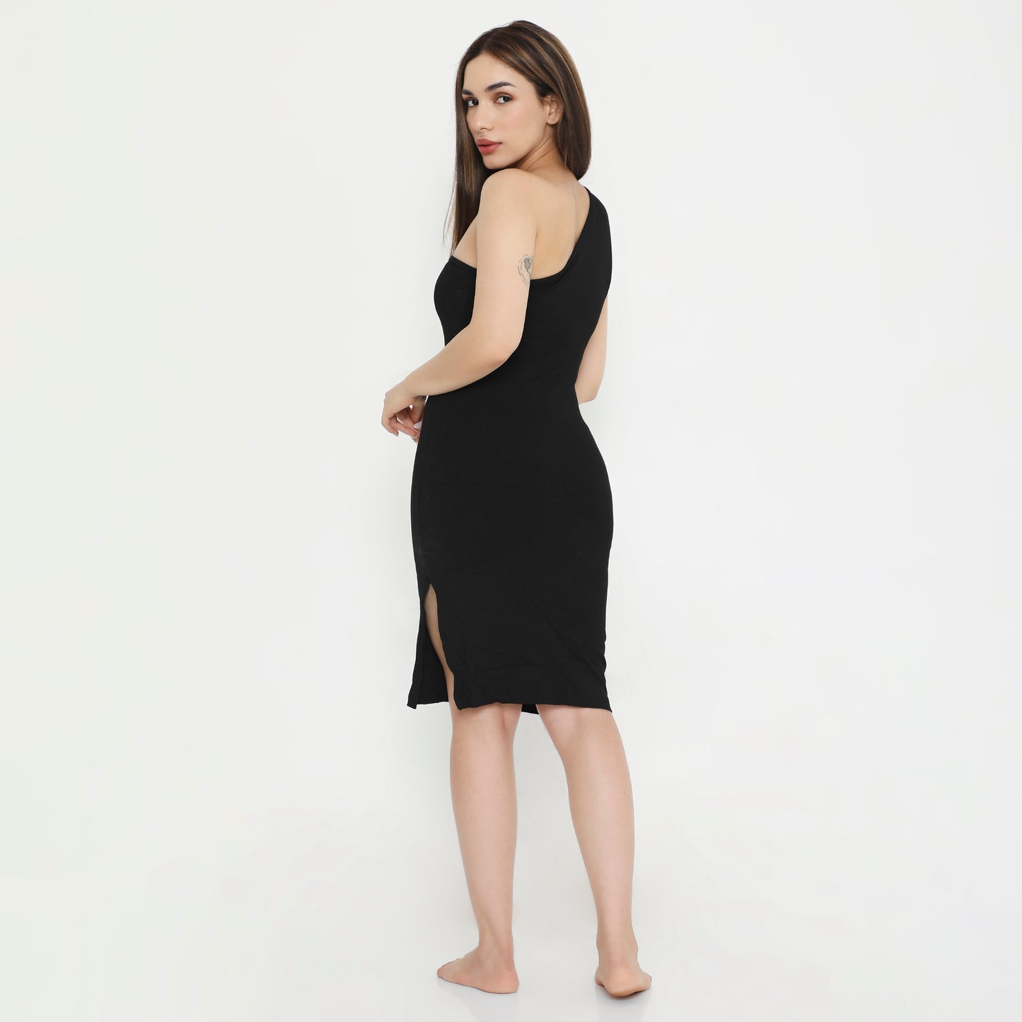 Built In Bra and Shapewear One Shoulder Short Black BodyGlove Dress