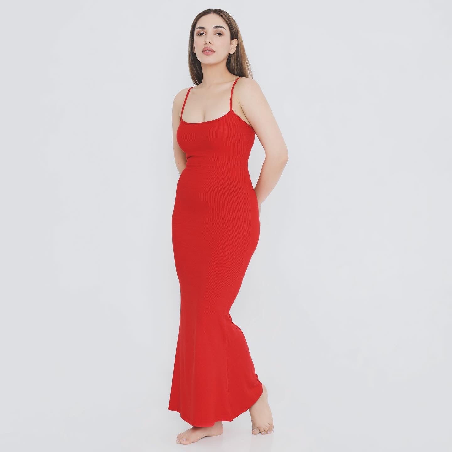 Built in Bra and Shapewear Red Cami Long BodyGlove Dress