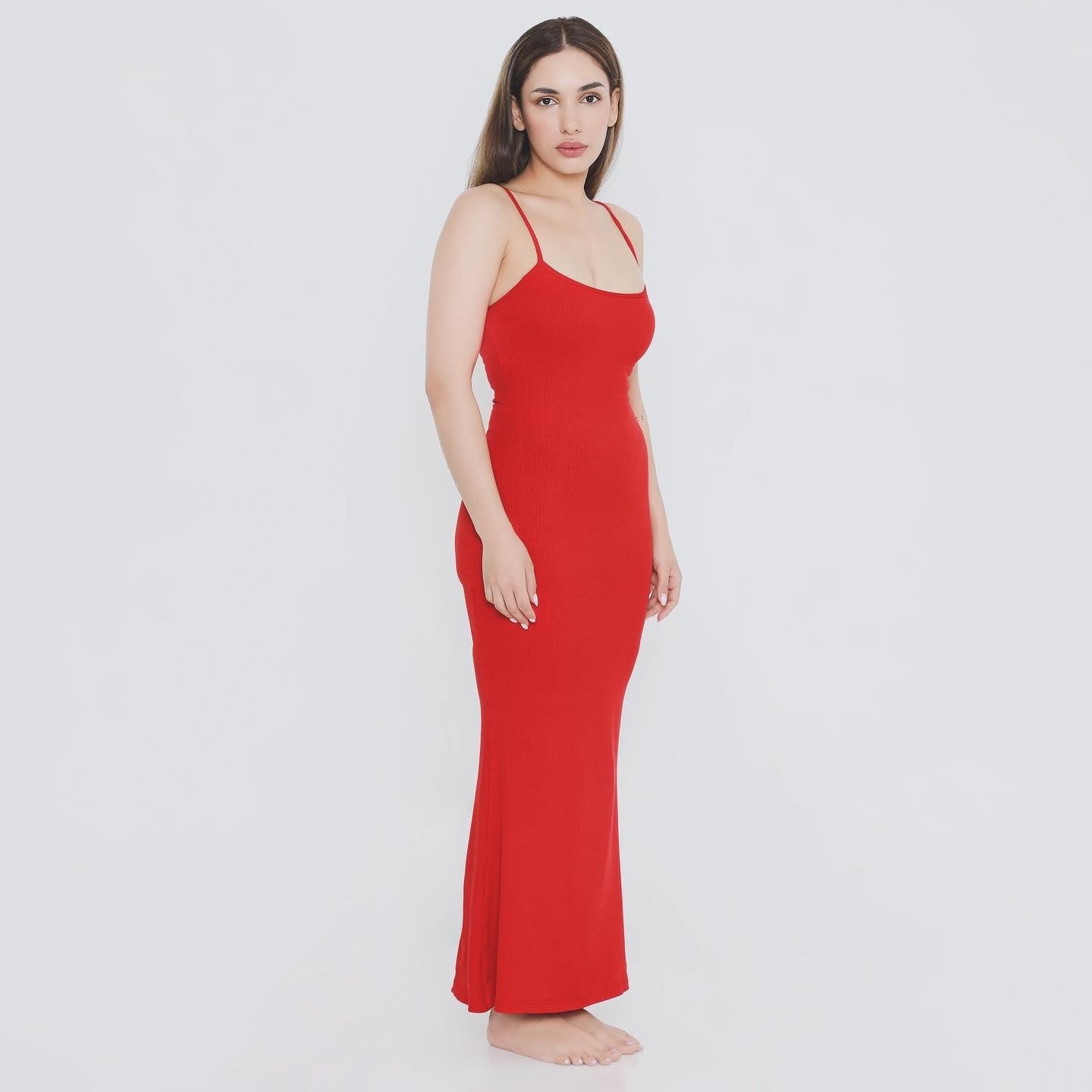 Built in Bra and Shapewear Red Cami Long BodyGlove Dress