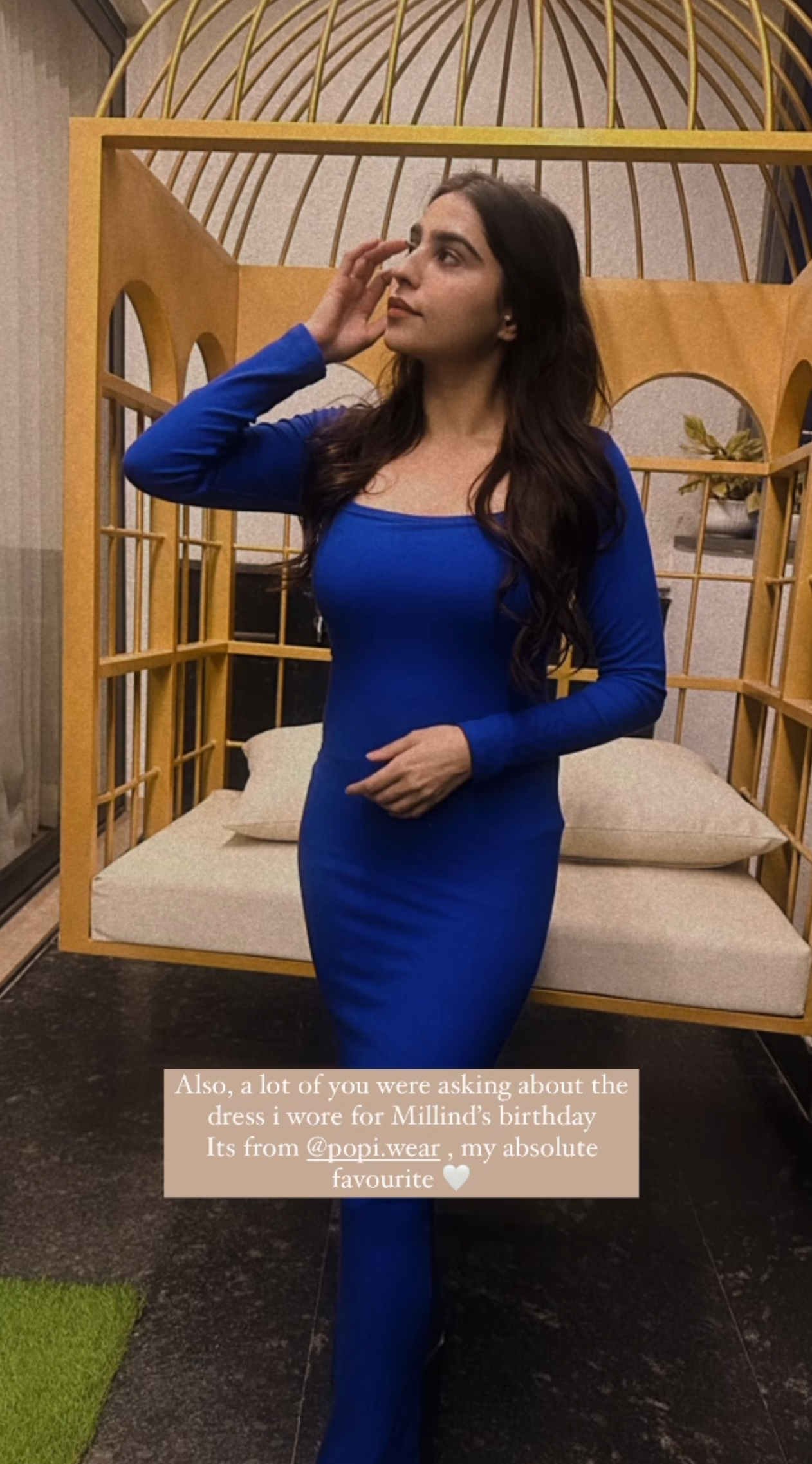 Built In Bra and Shapewear Full Sleeves Long Blue BodyGlove Dress