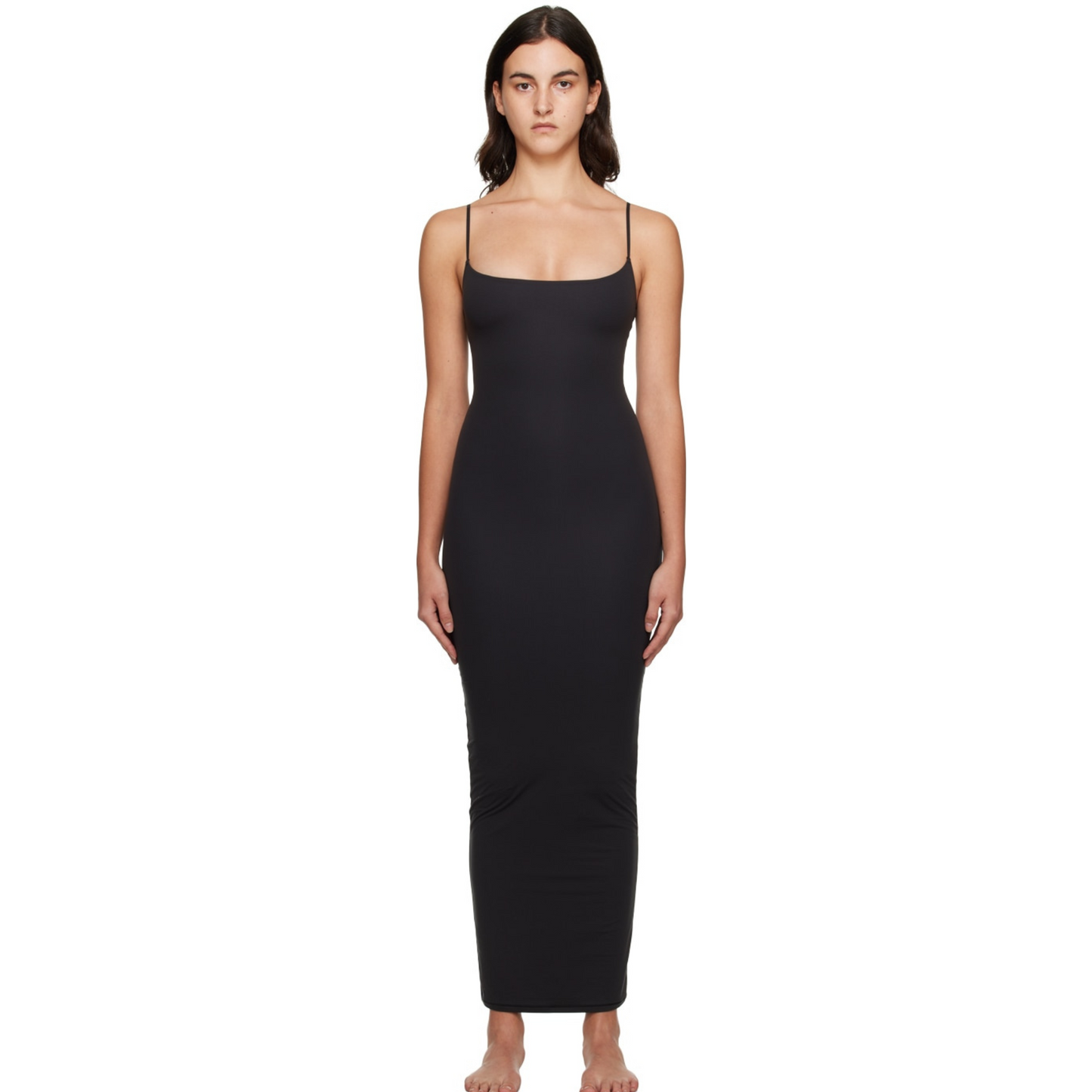 Built In Bra and Shapewear Black Cami Long BodyGlove Dress