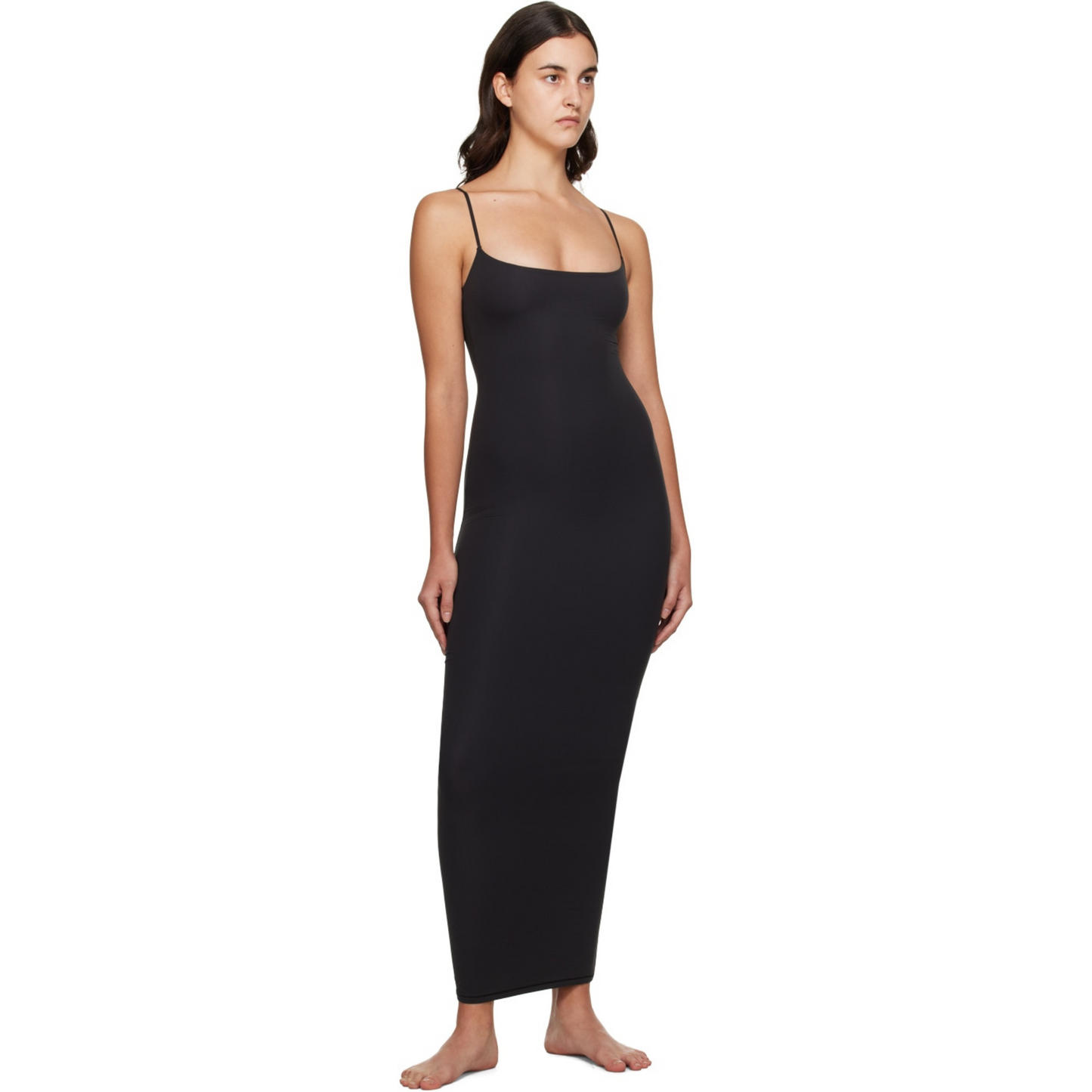 Built In Bra and Shapewear Black Cami Long BodyGlove Dress