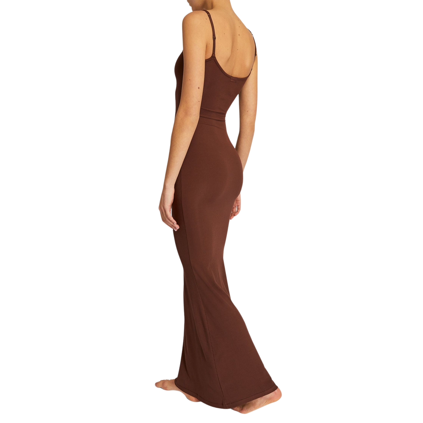 Built In Bra and Shapewear Brown Cami Long BodyGlove Dress